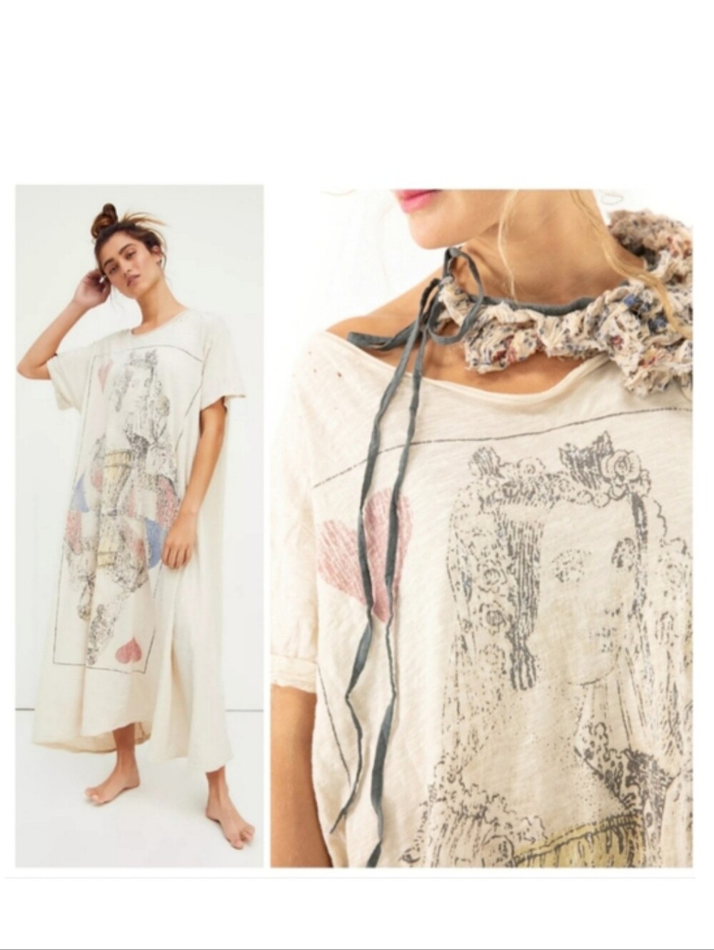 🆕️ Magnolia Pearl Queen Of Hearts Tee Dress One Size Hobo Chic Love Gypsy Boho - Picture 11 of 11